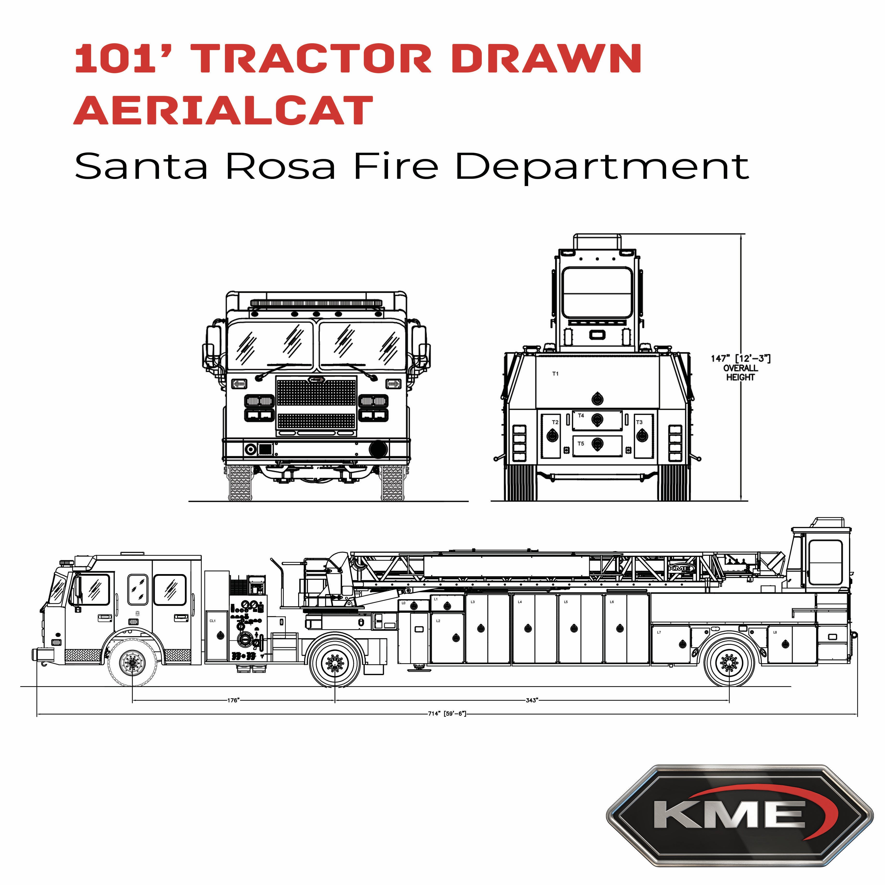 Santa Rosa Fire Department will receive two KME 101-foot tractor-drawn AerialCat aerial ladders.