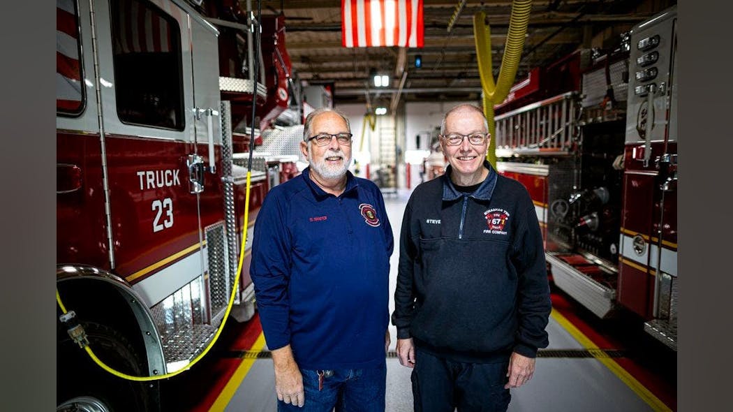 Upper Allen Township Fire Police Capt. Dave Shafer, left, received a kidney from Monaghan Township Volunteer Fire Company firefighter Steve Cosey last year.
