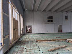 This station that’s under construction includes a precast concrete roof structure and is being prepared for in-slab radiant heating. This station that’s under construction includes a precast concrete roof structure and is being prepared for in-slab radiant heating.