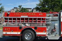 Apparatus should be designed with safe maintenance access, to reduce out-of-service time. College Park, MD, Volunteer Fire Department Engine 812 was built with low-mounted ground ladders, standpipe rack access and a full-height, stainless-steel hinged door on the right side pump panel. Apparatus should be designed with safe maintenance access, to reduce out-of-service time. College Park, MD, Volunteer Fire Department Engine 812 was built with low-mounted ground ladders, standpipe rack access and a full-height, stainless-steel hinged door on the right side pump panel.