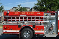 Apparatus should be designed with safe maintenance access, to reduce out-of-service time. College Park, MD, Volunteer Fire Department Engine 812 was built with low-mounted ground ladders, standpipe rack access and a full-height, stainless-steel hinged door on the right side pump panel. Apparatus should be designed with safe maintenance access, to reduce out-of-service time. College Park, MD, Volunteer Fire Department Engine 812 was built with low-mounted ground ladders, standpipe rack access and a full-height, stainless-steel hinged door on the right side pump panel.