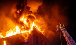 Engine 12 was returning from a call and noticed a large volume of fire engulfing the rear of a bar. Engine 12 was returning from a call and noticed a large volume of fire engulfing the rear of a bar.