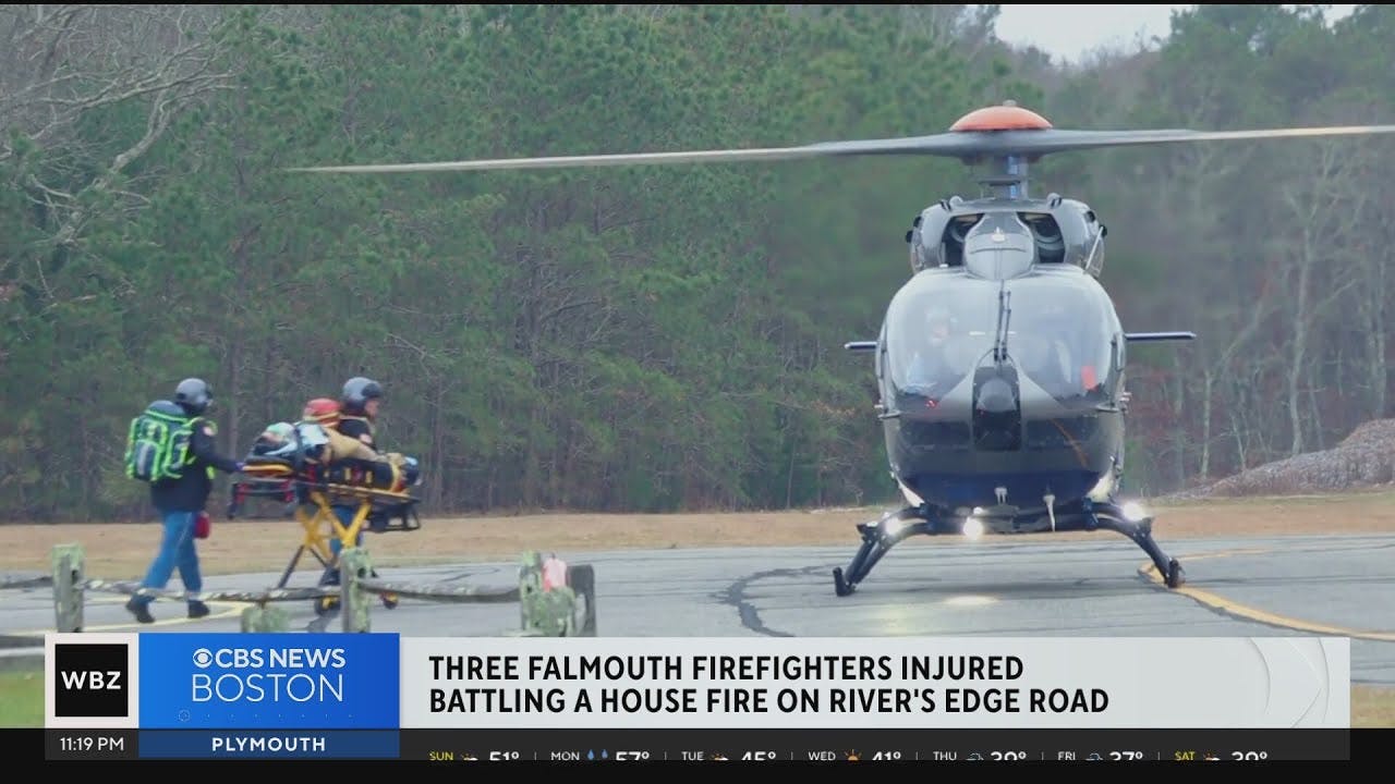 Firefighter injured after falling through floor during house fire in Falmouth