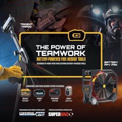 Super Vac&rsquo;s battery fans and Command Light&rsquo;s Trident Tripod run off the industry&rsquo;s favorite nonproprietary batteries: DeWalt, HURST, Makita and Milwaukee.