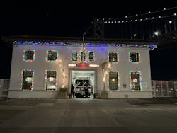 The fire station housing Engine 35 and Fire Boat 1 is decorated for San Francisco Fire Stations Community Holiday Decoration Competition. The fire station housing Engine 35 and Fire Boat 1 is decorated for San Francisco Fire Stations Community Holiday Decoration Competition.