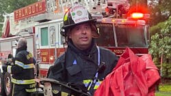 Falmouth Lt. Timothy Bailey was injured fighting a three-alarm fire on Dec. 17.