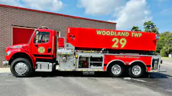 Alexis Fire Equipment built this 3,000-gallon tanker for Woodland Township, NJ Fire & EMS on a Freightliner chassis with a two-door cab.