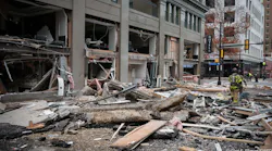 The aftermath following an explosion at the Sandman Hotel in Fort Worth Monday.