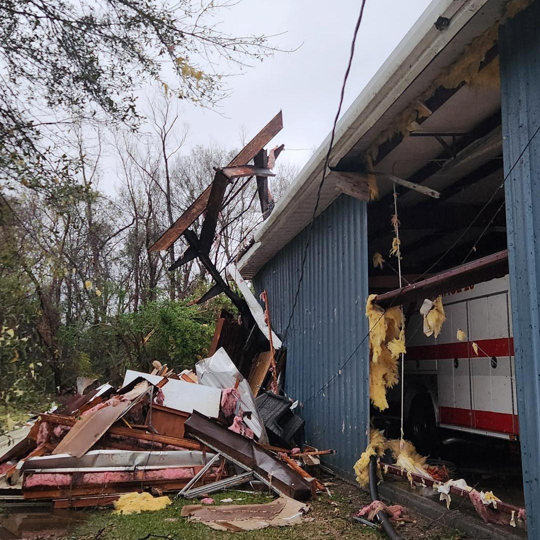 A mobile home was tossed into the fire station Monday afternoon.