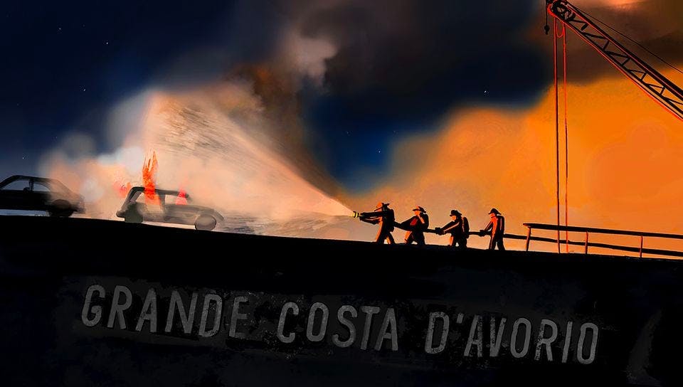 Two firefighters were killed last summer battling this ship fire.