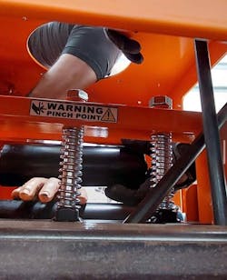 In the Black Box Machinery Simulator, you’re able to work through multiple scenarios. Shown here, members tactfully are removing an upper roller to free the training hand. In the Black Box Machinery Simulator, you’re able to work through multiple scenarios. Shown here, members tactfully are removing an upper roller to free the training hand.