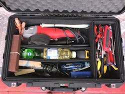 One example of a dedicated person vs. machine rescue kit. Everything is easily accessible in the event that an incident occurs that requires certain equipment in a pinch.