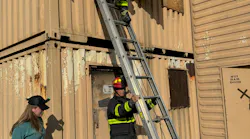 The competitors had to ensure their tech solution could track first responders within one meter accuracy as they climbed a ladder.