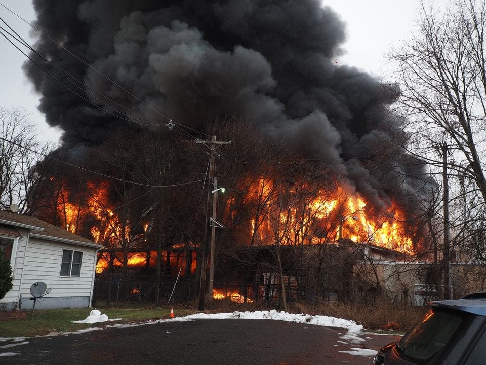 A massive fire in North Brunswick was battled Wednesday.