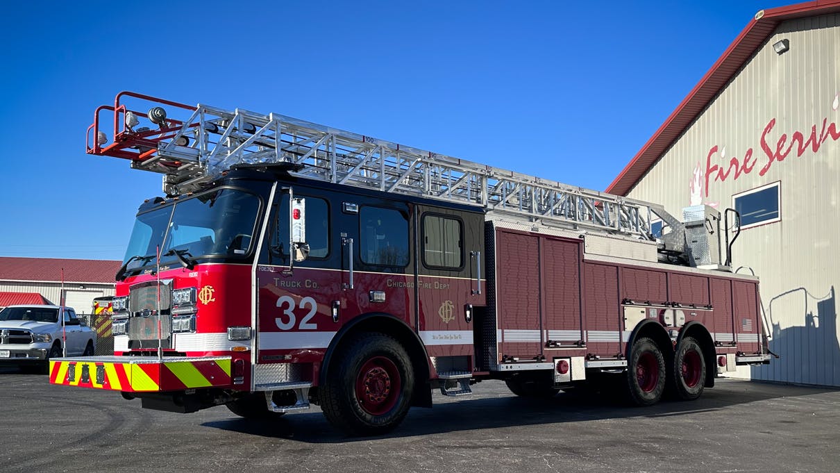 Chicago will take delivery of this 100-foot aerial ladder from E-ONE.