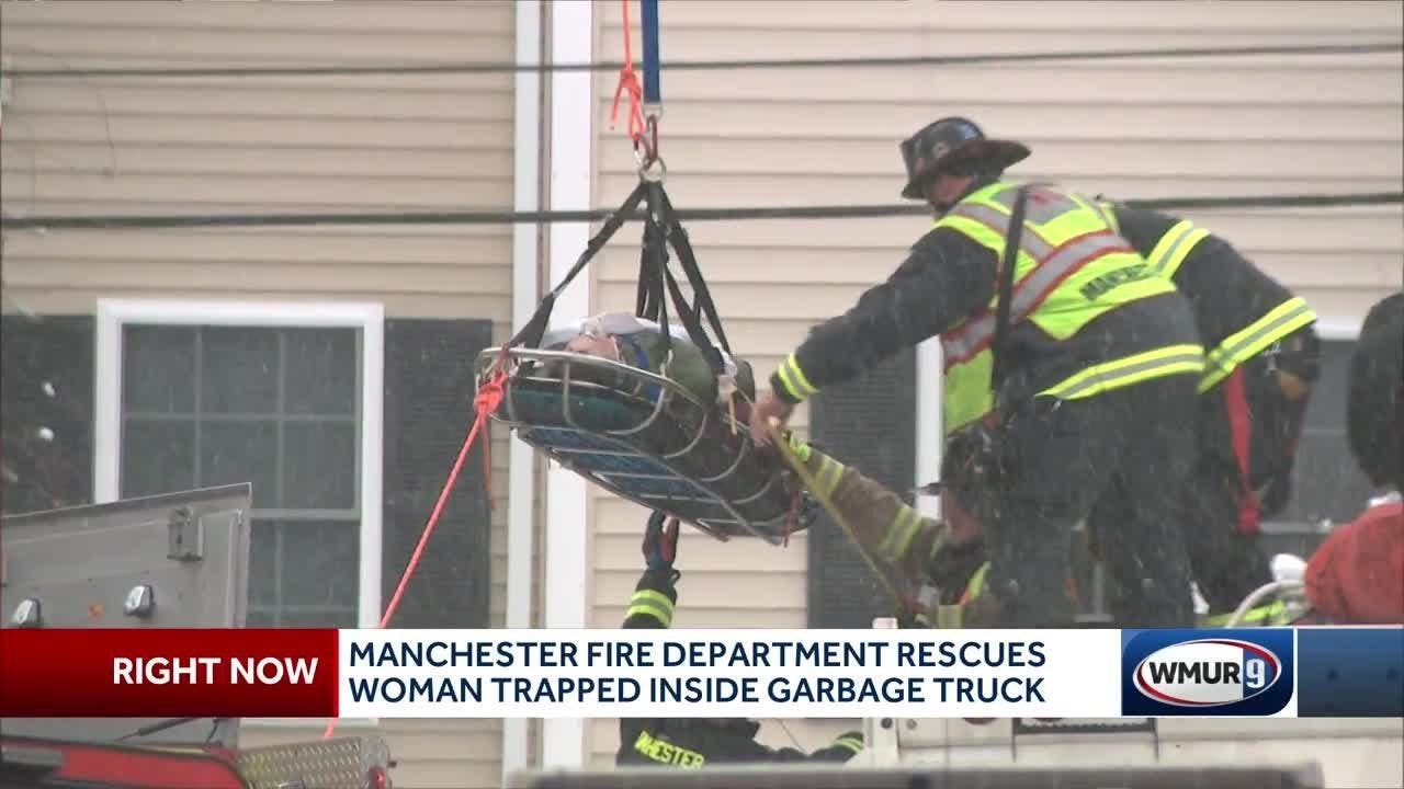 Manchester Fire Department rescues woman trapped inside garbage truck