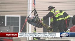 Manchester Fire Department rescues woman trapped inside garbage truck Manchester Fire Department rescues woman trapped inside garbage truck