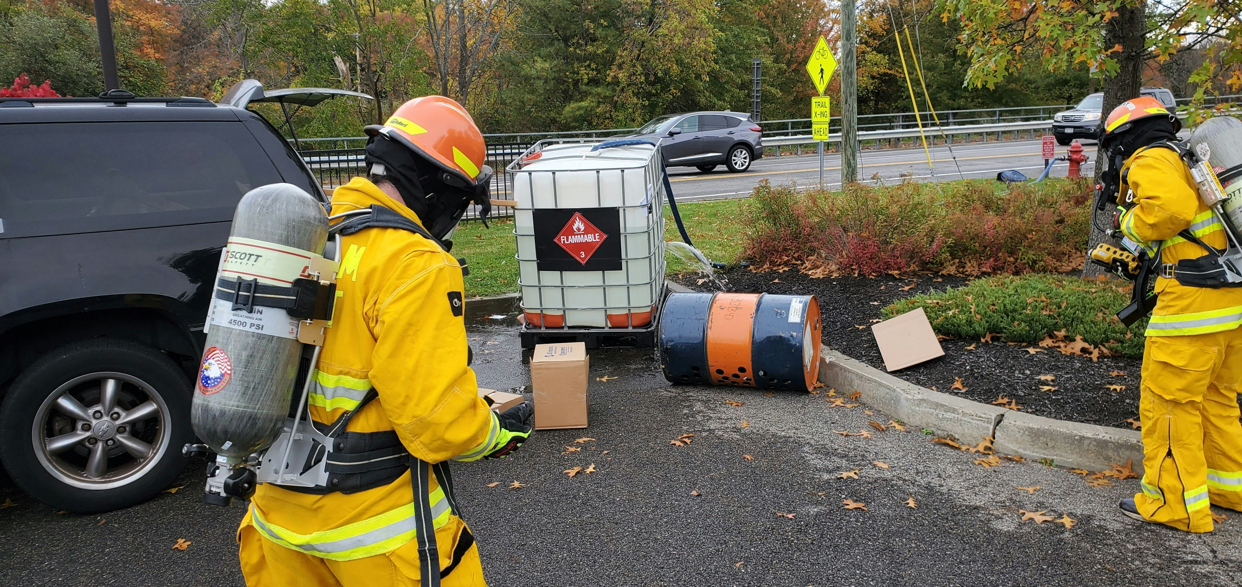 When a chemical spill occurs, the immediate goal is to contain the spill and confine it to a small area to prevent further dispersion.