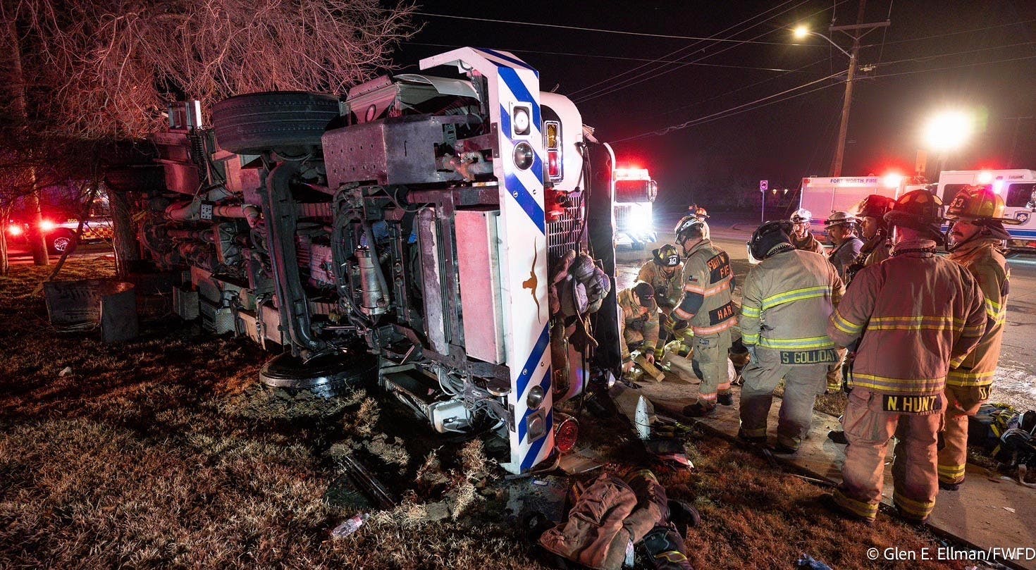 Firefighters had to extricate the driver of the rig.