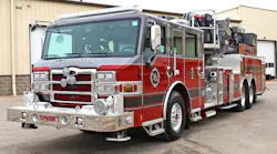 Pierce delivered this 100-foot Ascendant aerial platform to Lancaster, SC, Fire Rescue.