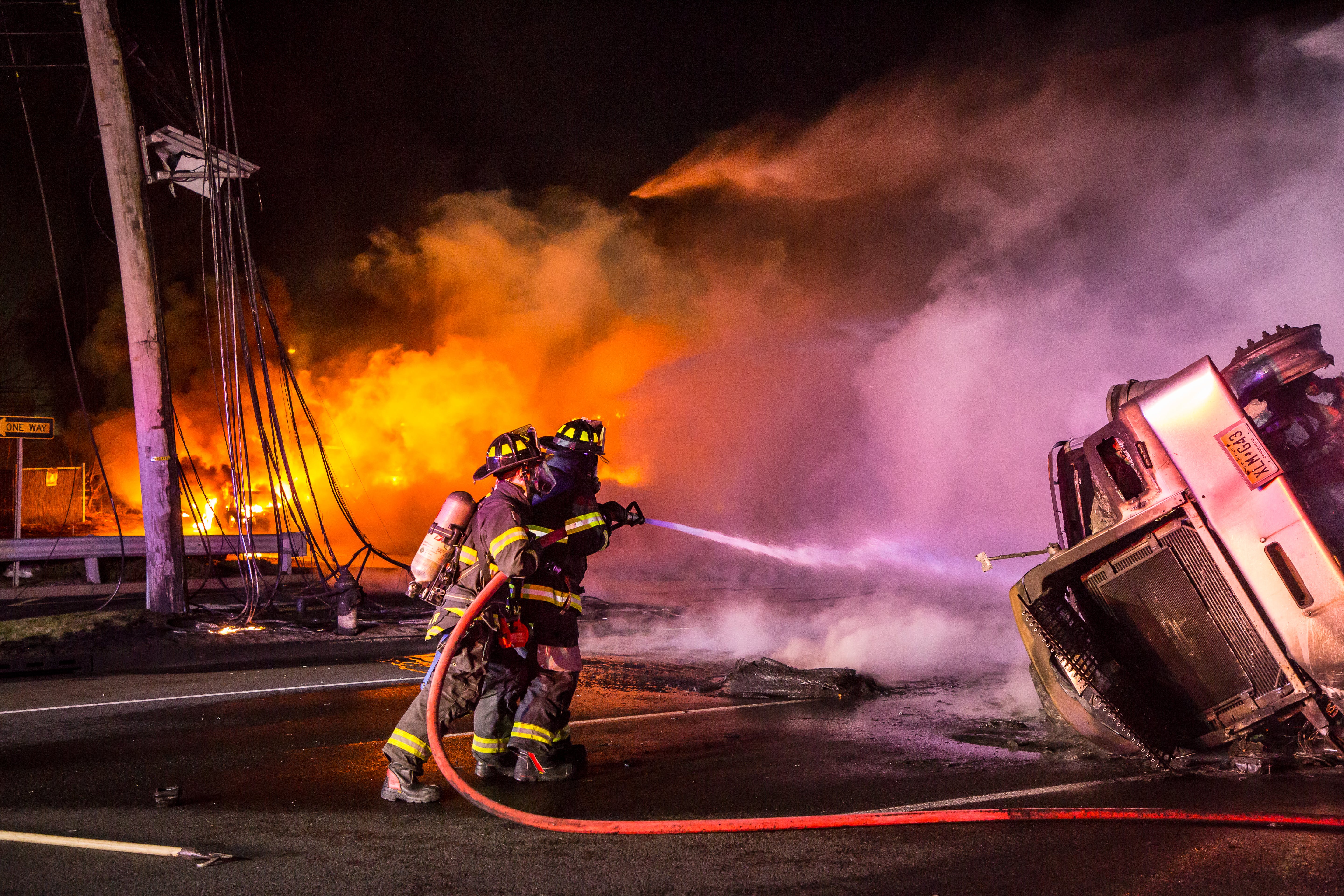 On arrival at a motor vehicle accident, command reported a rolled over and fully involved gasoline tanker truck, a fully involved structure and numerous automobiles burning and requested a second alarm as well as a crash truck from nearby Teterboro Airport, but it couldn&rsquo;t respond.