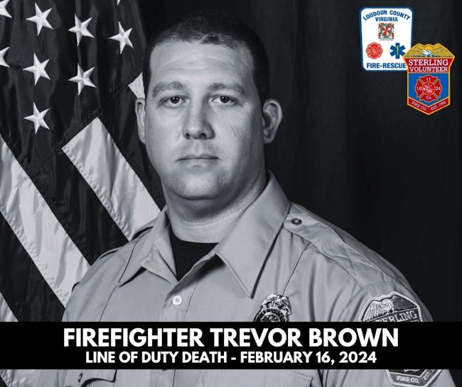 Firefighter Trevor Brown, 45, of the Sterling Volunteer Fire Company, died in Friday night's explosion.