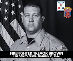 Firefighter Trevor Brown, 45, of the Sterling Volunteer Fire Company, died in Friday night&apos;s explosion.