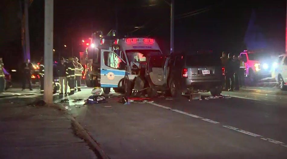 Vehicle collides head-on with ambulance on Foxborough road