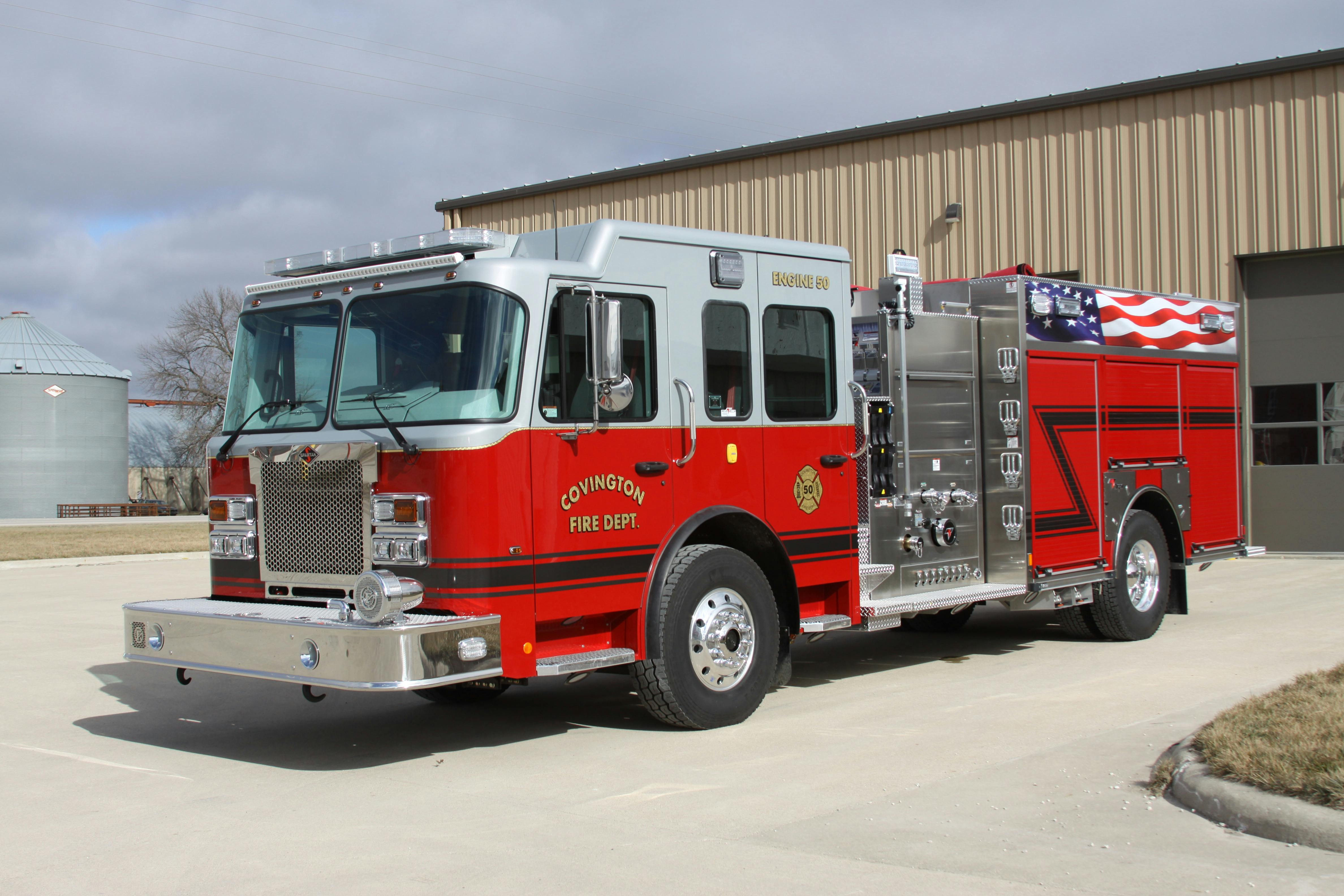 CFD&rsquo;s new Toyne Pumper was built on a bolted painted stainless steel body and was mounted on a Spartan FC94 MFD chassis with a 10' raised roof.