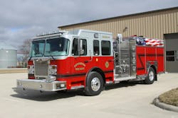 CFD&rsquo;s new Toyne Pumper was built on a bolted painted stainless steel body and was mounted on a Spartan FC94 MFD chassis with a 10&apos; raised roof.