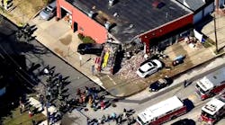 Fire truck crashes into furniture store in Rockville Centre