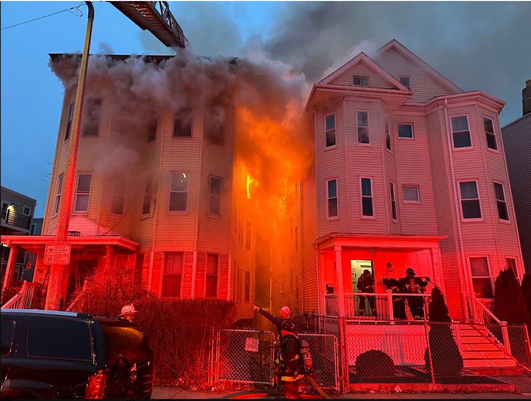Two three-alarm fires were reported four hours apartment Saturday in Boston. Several firefighters suffered minor burns at one of the fires scenes.