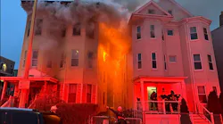 Two three-alarm fires were reported four hours apartment Saturday in Boston. Several firefighters suffered minor burns at one of the fires scenes.