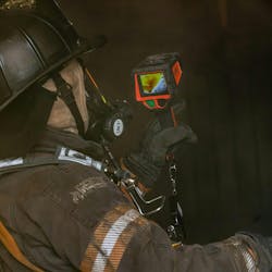 When red on a thermal imaging camera begins to overtake the image on the device, firefighters should look to separate themselves from the environment.