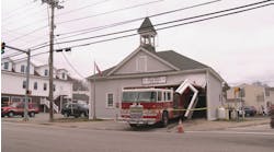 Fire engine pulls down part of West Warwick fire station