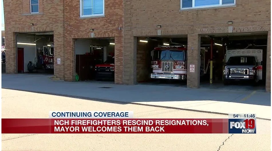 NCH firefighters rescind resignations, Mayor welcomes them back