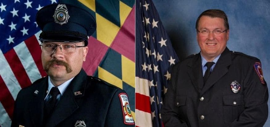 Frederick County, MD Firefighter Zachary Paris (left) was at the incident as the assistant chief of Community Fire Co. in New Tripoli and Marvin Gruber of the New Tripoli Fire Company were killed in a house fire.