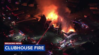 Firefighter battle massive fire at Village of Neshaminy Falls clubhouse in Montgomery Township, Pa