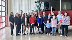 Members of the fourth, fifth and sixth generations of the Sutphen family gather for a photo at the Urbana facility opening.