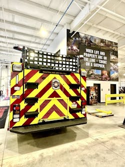This pumper went through it's final inspection. A large banner showcases the pride Sutphen and it's employees have for the fire service they build for. This pumper went through it's final inspection. A large banner showcases the pride Sutphen and it's employees have for the fire service they build for.