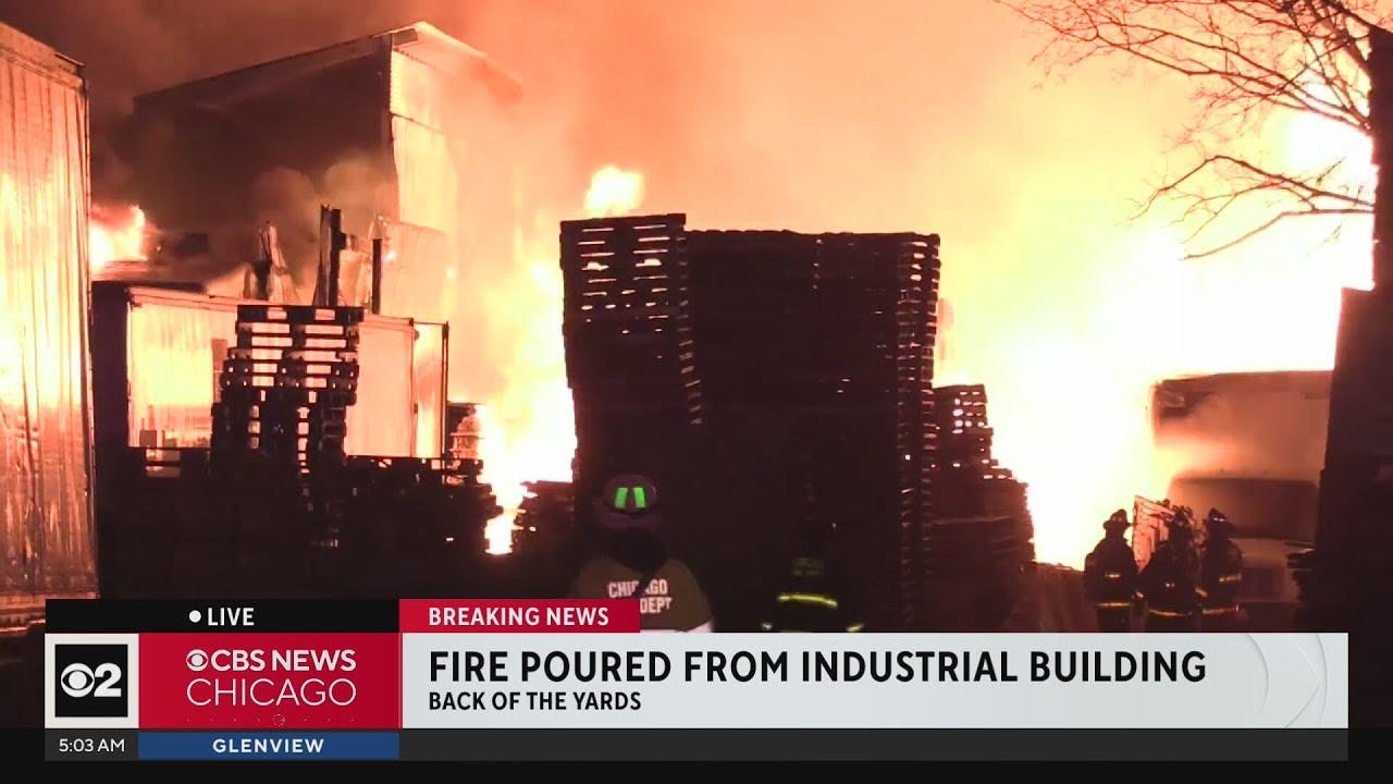Chicago firefighters battle large industrial building fire for overnight on South Side