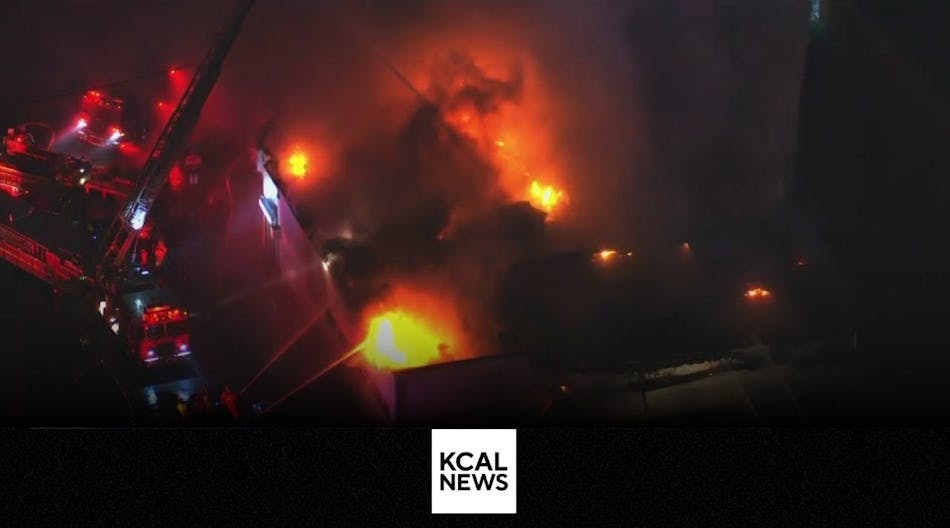 Firefighters battle large blaze at South LA office building