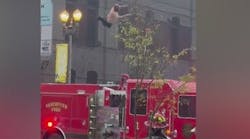 Man climbs on Vancouver lines, falls into fire truck
