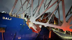 Sections of the Francis Scott Key Bridge collapsed onto the ship.