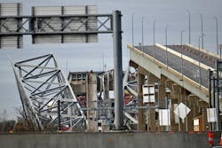 The Francis Scott Key Bridge fell into the river Tuesday after it was struck by a cargo ship. The Francis Scott Key Bridge fell into the river Tuesday after it was struck by a cargo ship.
