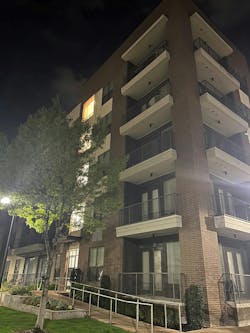 Dual stairwells in mid-rise buildings that are taller than three stories facilitate staged hose deployment and controlled evacuation, among other firefighting strategies.