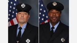 Newark Firefighters Augusto “Augie” Acabou, left , and Wayne “Bear” Brooks Jr., died battling a ship blaze last summer. Newark Firefighters Augusto “Augie” Acabou, left , and Wayne “Bear” Brooks Jr., died battling a ship blaze last summer.