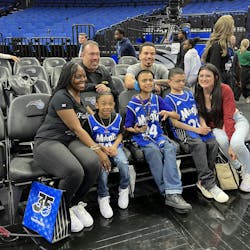 The Hudson boys were given the royal treatment, including a private suite at the game and the opportunity to meet Orlando Magic star guard Cole Anthony. The Hudson boys were given the royal treatment, including a private suite at the game and the opportunity to meet Orlando Magic star guard Cole Anthony.