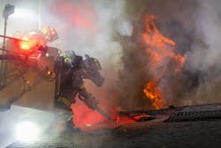 On arrival, crews found heavy smoke and fire showing from a 2½-story wood frame house and declared a working fire. On arrival, crews found heavy smoke and fire showing from a 2½-story wood frame house and declared a working fire.