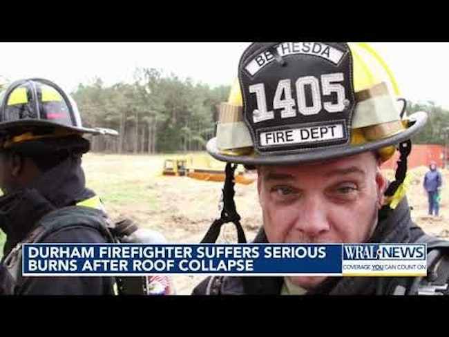 Durham firefighter glad to be alive after scary house fire, roof collapse